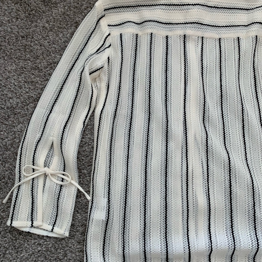 Petite Studio Vitoria Cream Knit Open Weave Shirt - Picture 6 of 8